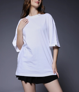 เสื้อยืดผู้หญิงไซส์ใหญ่ทรงหลวมไหล่ตก ผ้าฝ้าย 100% คุณภาพพรีเมียม ขายดี รับออกแบบโลโก้ตามสั่ง - Product Image 5