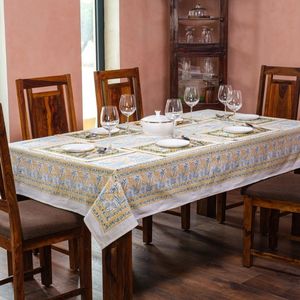 Newest Trending Printed Floral Linen Cotton <b>Tablecloth</b> <b>Square</b> Classic Style Washable Woven Home Use Yellow Blue Pattern For Sale - Product Image 5