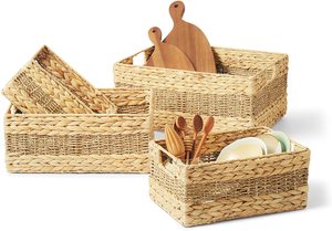 Hot Selling Round/Rectangle Water hyacinth <b>basket</b> <b>with</b> <b>lid</b> Eco-Friendly Multifunction Picnic Flower Storage <b>Baskets</b> for sale - Product Image 3