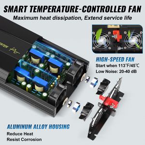 Inversor de Onda Sinusoidal Pura de 2500W, 12V a 120V, DC a AC, para Automóvil, con Puerto USB, Pantalla LCD y Control Remoto - Product Image 6