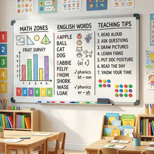 Pizarra Magnética para Aula con Marco de Aluminio para la Enseñanza y el Aprendizaje Escolar - Product Image 1