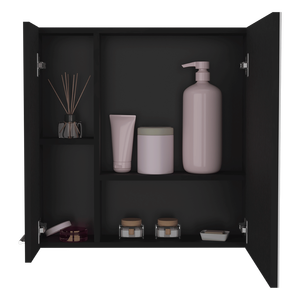 Armadietto Portamedicinali Prague a Una Porta con Quattro Ripiani Interni, Finitura Nero Wengue per Bagno - Product Image 5