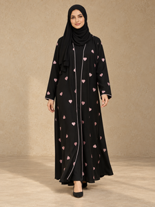Mishkat Couture Black <b>Chiffon</b> Abaya with Hijab Women Long Sleeve Modest Maxi <b>Dress</b> Party - Product Image 3