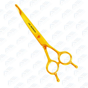 Gold Color Coated <b>Dog</b> Hair Grooming <b>Scissor</b> 7.5" Straight Blade Pet Grooming Shears with Double Adjustable Finger Rest - Product Image 6