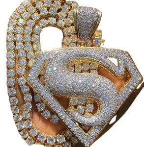 VVS Moissanite diamante colgante letra Hip Hop colgante 925 Sterling Silvrr personalizado Hip Hop letra colgante - Product Image 1