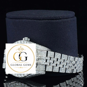 Good Quality Hip Hop Jewelry Moissanite Diamond White Yellow Dial Watch Stainless Steel Band Glass Available at Export Price - Product Image 5