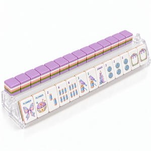 160 tuiles de Mahjong américaines en acrylique à quatre couches avec marquages clairs, ensemble de Mahjong occidental violet pastel rose pour soirée entre filles, cadeau - Product Image 2