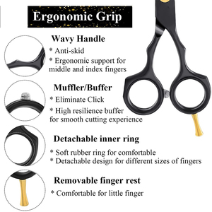 Ciseaux de coiffure professionnels, ciseaux à effiler pour barbier, peigne rasoir avec pochette - Product Image 5