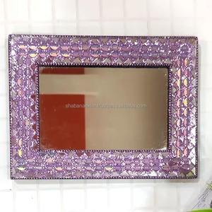 Miroir mural perlé de haute qualité pour la maison, miroirs décoratifs fantaisie, miroir à cadre perlé fait main avec paillettes de laque, design de créateur - Product Image 6