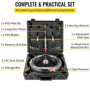 Kit Fresa a Tazza Regolabile HSS da 1 5/8'' a 13/16'' (40-300 mm) per Fori Incassati su Tubi, con Due Punte Sostituibili e Funzione PC - Product Image 3