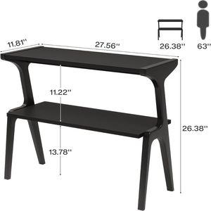 Tavolino Consolle in Legno Massello con Ripiano Portaoggetti, Utilizzabile Come Tavolino da Caffè, Comodino o Tavolino Laterale per Divano - Product Image 5