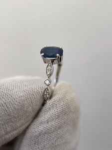 แหวนแต่งงานไพลินสีน้ำเงิน แหวนไพลินสีน้ำเงินธรรมชาติ พร้อมแหวนหมั้นและแหวนครบรอบสำหรับเธอ - Product Image 5