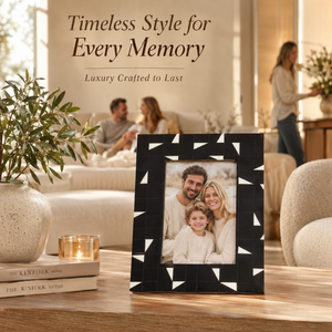 Handcrafted Black Geometric Bone Inlay 5x7 Photo <b>Frame</b> Decorative <b>Wooden</b> <b>Picture</b> <b>Frame</b> for Tabletop Display Luxury Home Decor - Product Image 6