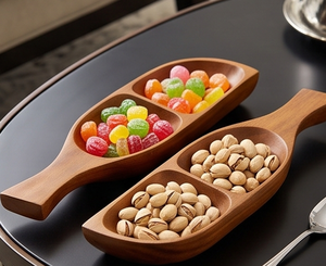 Assiettes de service en bois faites à la main, forme irrégulière, design minimaliste, finition polie, couleur unie, pour la maison et les restaurants - Product Image 6