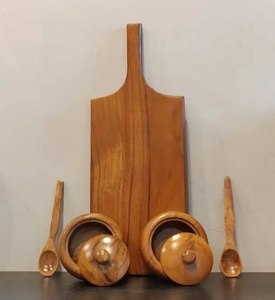 Boîte en bois naturel de style vintage avec plateau, pots de rangement décoratifs multifonctionnels en bois, boîte à pots au meilleur prix - Product Image 2