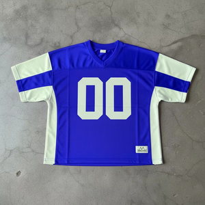 เสื้อยืดเจอร์ซีย์ผู้ชายทรงโอเวอร์ไซส์ คอวี ผ้าโพลีเอสเตอร์/คอตตอน พิมพ์ลายฤดูร้อน สไตล์สตรีทแวร์  ตัวอักษรตาข่าย ระบายอากาศได้ดี เป็นมิตรกับสิ่งแวดล้อม - Product Image 5