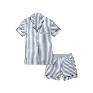 19 mm <b>Women</b> Cotton Pajamas Suit <b>Short</b> Sleeve Top and <b>Shorts</b> Striped Nightwear Pajama Set - Product Image 1