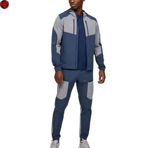 Men's Windbreaker Tracksuit Zip up <b>Jacket</b> and Pants Set Sportswear Jogger Sets Custom Logo <b>Patchwork</b> Sweatsuit for Men - Product Image 1