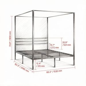 Letto a baldacchino singolo, matrimoniale, king size in metallo con contenitore, per uso domestico, in ferro - Product Image 2