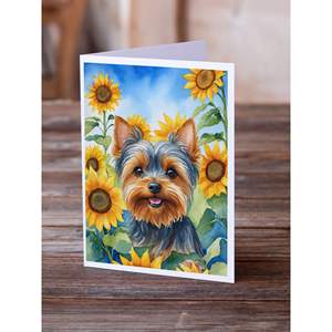 Yorkshire Terrier in Sunflowers Whimsical A7 Tarjetas de felicitación en blanco Paquete de 8 con sobres 5x7 Tamaño de nota - Product Image 2