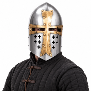 Casco de los Caballeros Templarios, Réplica Medieval Hecha a Mano en Metal |   Explora la Historia para Reenactaciones Históricas - Product Image 1
