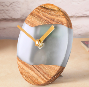 Classic Wood And <b>Resin</b> Clock Most Stylish <b>Top</b> Selling Bed Side <b>Table</b> decorative item Epoxy <b>Resin</b> and Wood Wall Clock Home - Product Image 6