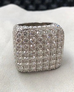 <b>Iced</b> Out Square Cluster Moissanite Diamond <b>Ring</b> White Gold Multi Row Pave Set Statement <b>Ring</b> Luxury Jewelry for Men and Women - Product Image 6