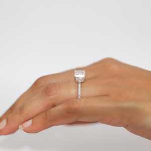 Bague en or blanc massif 18 carats, bague de fiançailles solitaire, coupe princesse, demi-alliance éternelle, diamant de laboratoire de 3,05 carats, cadeau d'anniversaire - Product Image 2