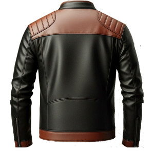 Men's Black & <b>Brown</b> Genuine Lambskin <b>Leather</b> Fashion and Biker <b>Jacket</b> <b>Leather</b> <b>Jacket</b> Lapel Zipper Pocket Slim Fit Casual <b>jacket</b> - Product Image 5