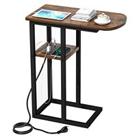 Table basse rectangulaire moderne en teck massif avec structure métallique finition noire en poudre, mobilier de salon écologique