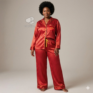 NSPDK Sorority Women's Striped Pajama Set Button-Front PJs With Drawstring Pants Soft Comfortable Sleepwear Cozy Loungewear - Product Image 6