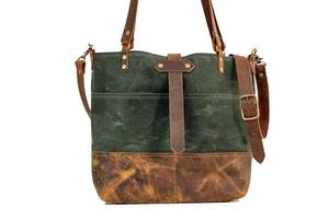 Bolso Tote de Lona Encerada con Correa de Cuero Vintage, Cierre de Cremallera, Gran Capacidad para Viajes y Uso Diario - Product Image 3
