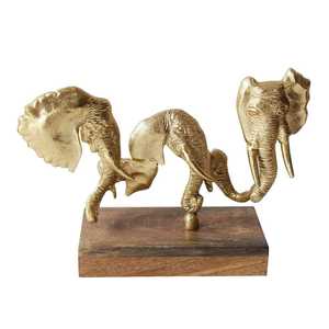 Golden <b>Elephant</b> Sculpture Figurine Handmade Artistic Tabletop <b>Decor</b> Feng Shui Animal Design Living Room Decoration - Product Image 1