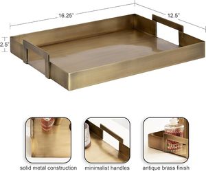 Bandeja de servir vintage de latón, construcción duradera, superficie pulida, perfecta para servir comidas, bebidas, aperitivos, en la cocina o comedor. - Product Image 6