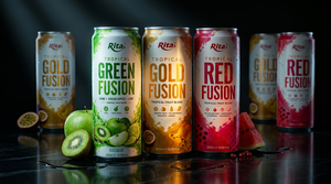 Boisson rafraîchissante Rita Brand 325ml en conserve, jus de fruits tropicaux mélangés (fusion verte), OEM ODM, fournisseur de kiwi, pomme verte et citron vert - Product Image 5