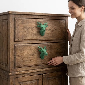Poignées de tiroir en fonte de fer rustiques et modernes en forme de renne, poignée de meuble au design original, installation facile pour commode, cuisine, armoire - Product Image 4