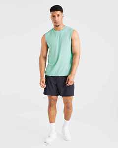 Men's O-Neck Solid <b>Mint</b> <b>Green</b> Tank <b>Top</b> Breathable Knitted Sleeveless Casual Wear - Product Image 4