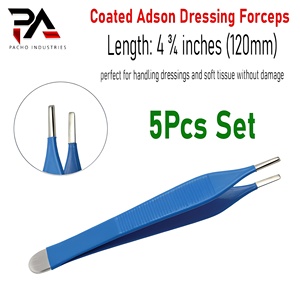 Pince Adson allemande non conductrice à revêtement, 4 3/4 pouces, réutilisable, à mors lisses de haute qualité, électrochirurgicale - Product Image 1