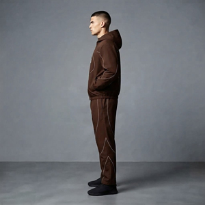 Factory Manufacturers <b>Nylon</b> Jacket and <b>Nylon</b> <b>Pants</b> men's Tracksuit Windbreaker solid color with piping baggy fit man set - Product Image 2