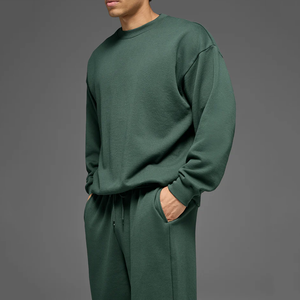Ensemble de sweat-shirts à col rond pour homme, couleur unie, décontracté, vêtements d'automne, 100% coton, tricoté en molleton français, manches longues - Product Image 1
