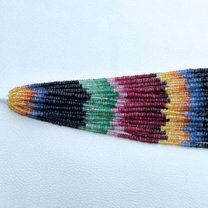 4mm Naturel Multi Pierres Précieuses Perles Émeraude Rubis Saphir Facettes Rondelle Perles Pour Bijoux En Gros Fantaisie Perles Vente - Product Image 4