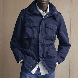 Veste de terrain pour homme personnalisée de haute qualité, en nylon/coton écologique, respirante et légère, avec col rabattable, pour l'extérieur, coupe-vent - Product Image 3