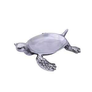 Bol de service et assiette à fruits en aluminium poli, design personnalisé en forme de tortue, vaisselle décorative écologique pour cadeau - Product Image 1