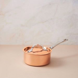Casserole en cuivre martelé classique avec couvercle, poignée longue, fait main, pour la cuisine des restaurants - Product Image 3