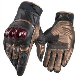 Gants en cuir rétro pour moto, équipement de motard vintage, style racer, gants de protection, marché européen - Product Image 1