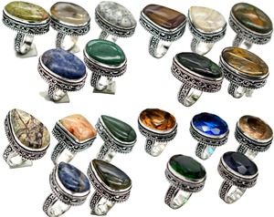 Anillos de Plata de Ley con Incrustaciones de Latón y Piedras Preciosas, Diseño Cristiano Vintage, Brillantes, Surtidos, Originales, Finos y a la Moda - Product Image 3