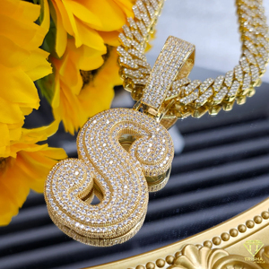 Custom " D " Letter Pendant <b>Iced</b> <b>Out</b> Lab Grown Diamond Hip Hop Necklace Luxury Bling <b>Chain</b> Jewelry - Product Image 1