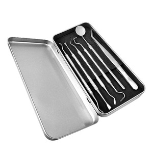 BAFA INSTRUMENTOS QUIRÚRGICOS Esterilizables, Caja de 6 Piezas, Kit Manual de Instrumentos Dentales de Acero Inoxidable, Espejo Dental, Sonda, Pinzas - Product Image 1