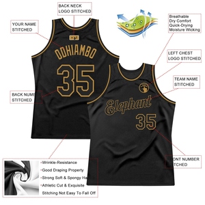 High Quality Wholesale Custom Black Black-Gray Authentic Throwback Basketball Jersey - Product Image 5
