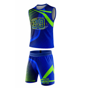 Uniforme de football américain à marque privée pour hommes, maillot et short de sport pour entraînement d'équipe, uniforme de football bleu et vert - Product Image 3